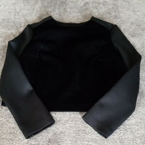 Clover Canyon Faux Pony Hair and Scuba cropped top